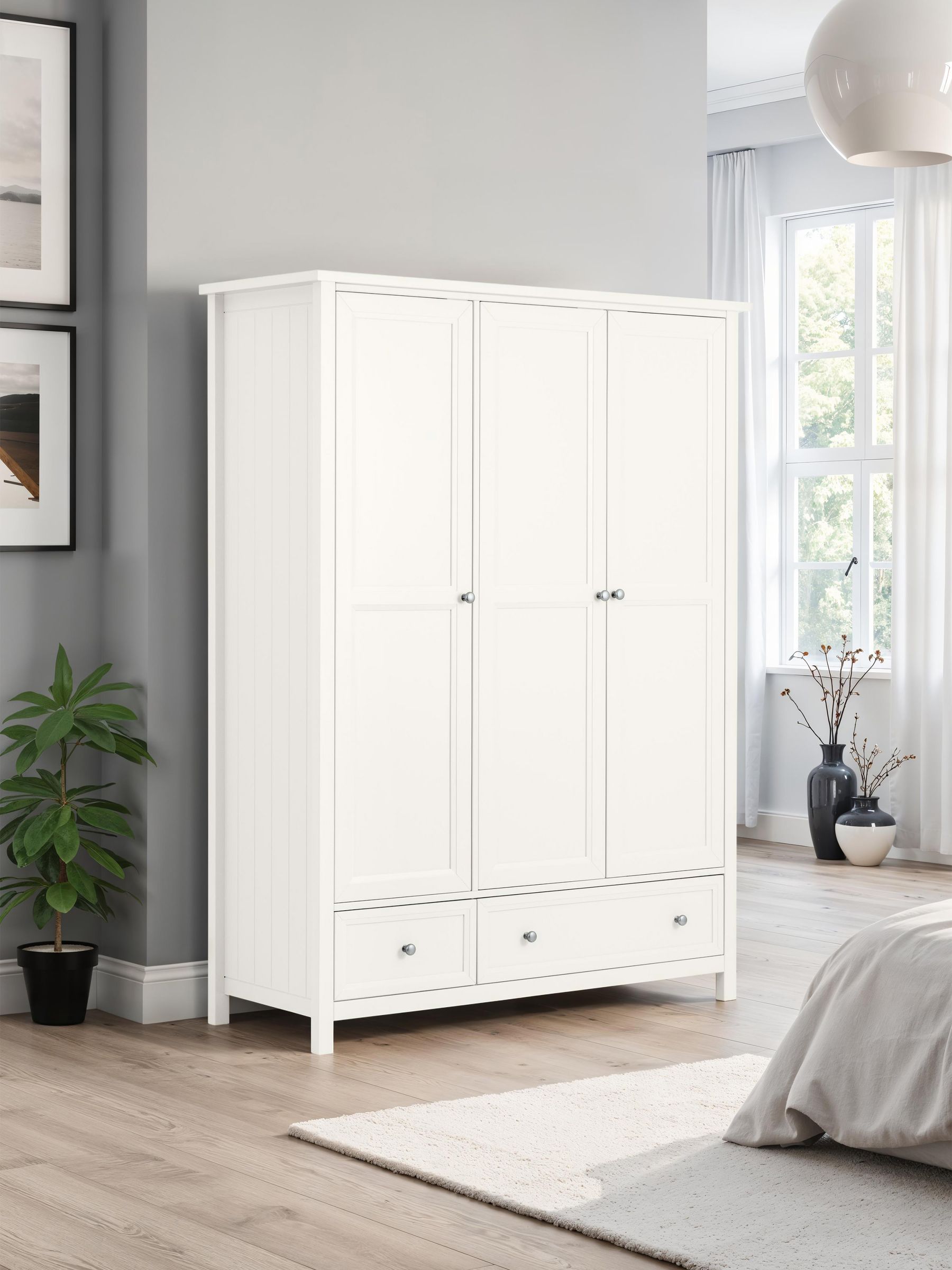 Julian Bowen Maine 3 Door 2 Drawer Surf White Combination Wardrobe - Image 4