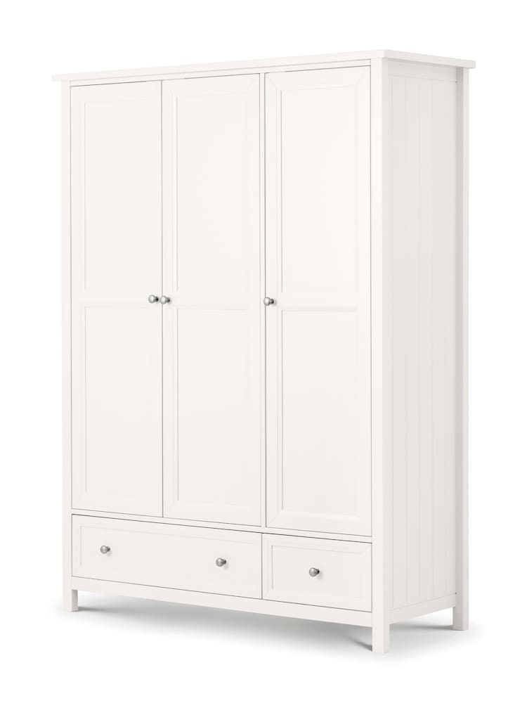 Julian Bowen Surf White Maine Triple, 2 Drawers Wardrobe - Image 1 of 5