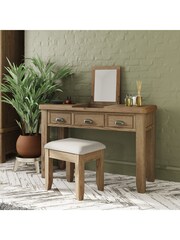 K Interiors Smoked Oak Embleton Solid Wood Dressing Table - Image 1 of 6