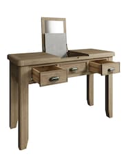 K Interiors Smoked Oak Embleton Solid Wood Dressing Table - Image 3 of 6