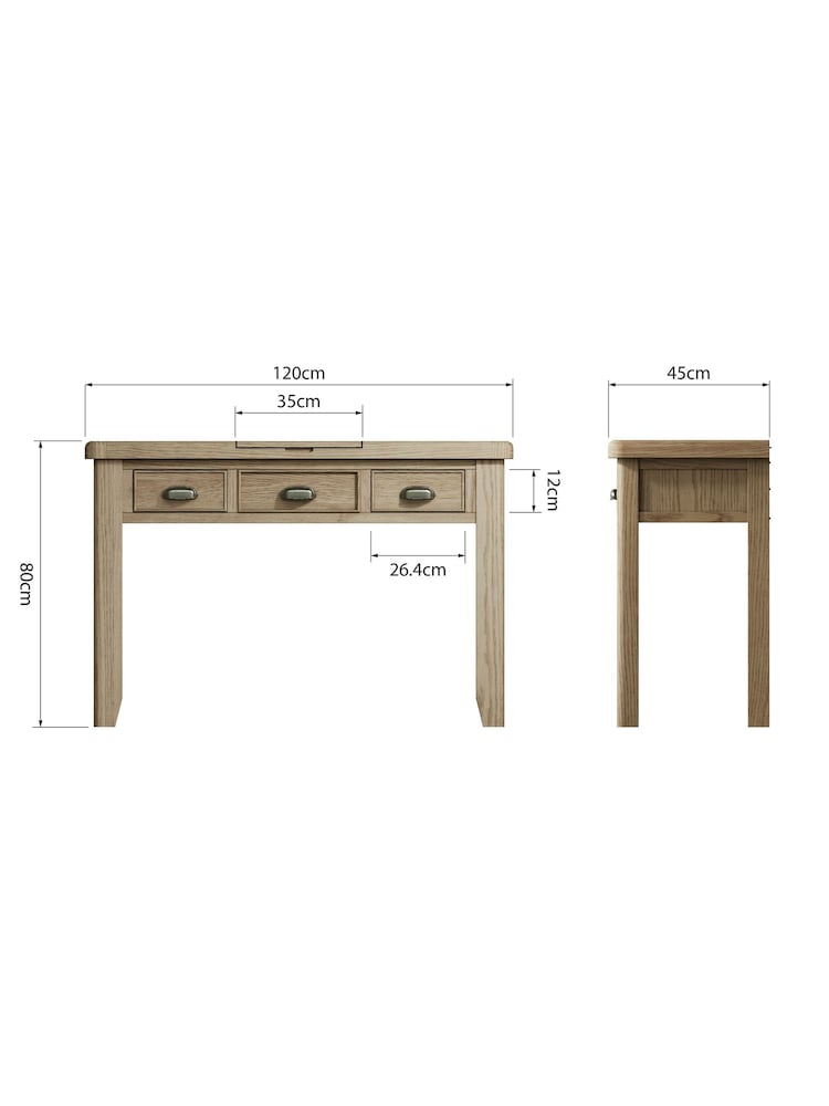 K Interiors Smoked Oak Embleton Solid Wood Dressing Table - Image 6 of 6