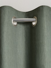 Green Thyme Blackout/Thermal Cotton Eyelet Curtains - Image 6 of 7