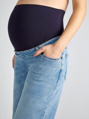 JoJo Maman Bébé Light Wash Cropped Wide Leg Maternity Jeans - Image 4 of 4