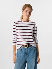Whistles Red Stripe Crew Neck Pocket Top - Image 1 of 7