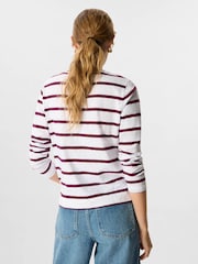 Whistles Red Stripe Crew Neck Pocket Top - Image 5 of 7