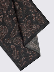 MOSS Dark Green Bottinelli Wool Paisley Pocket Square - Image 2 of 2