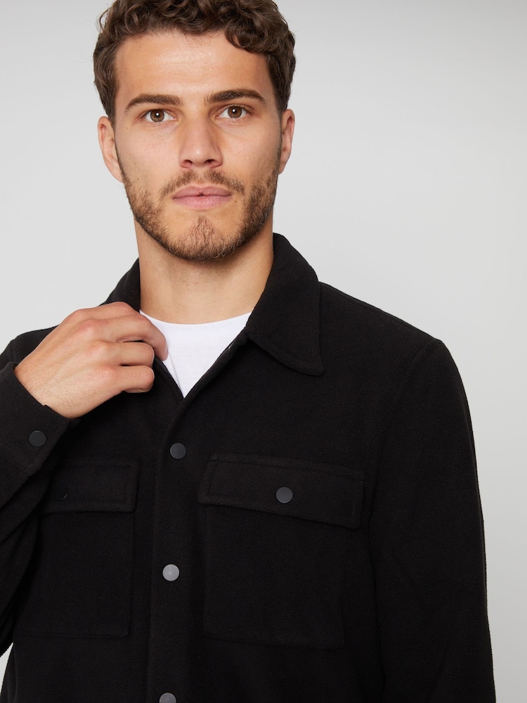 Threadbare Black Microfleece Shacket - Image 4 of 4