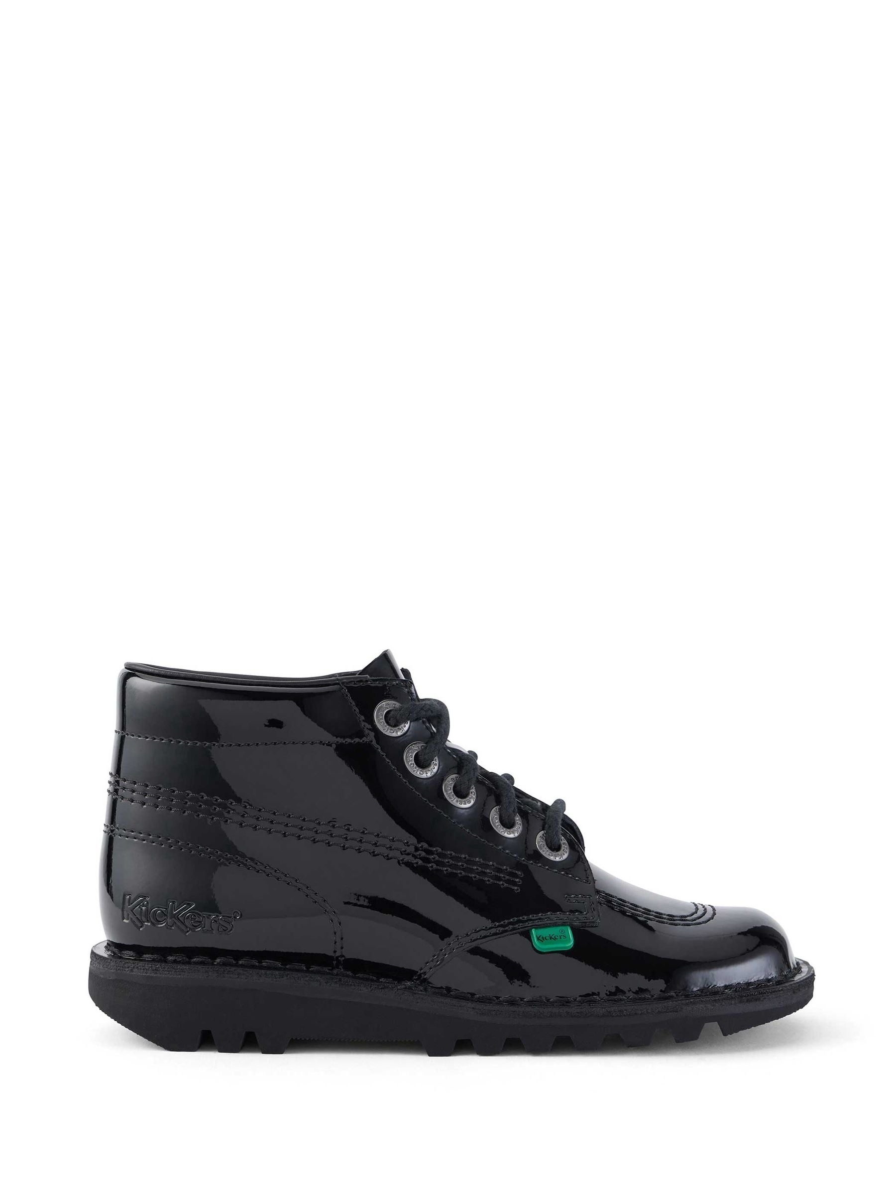 Kickers Black Youth Hi Patent Leather Shoes