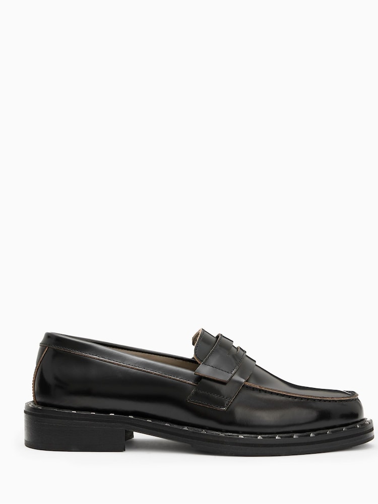 AllSaints Black Deliad Loafers - Image 1 of 5