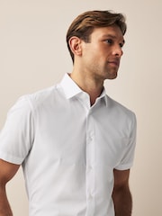 Белый - Зауженный крой - Easy Care Short Sleeve Smart Shirts 3 Pack - Изображение 5 из 7