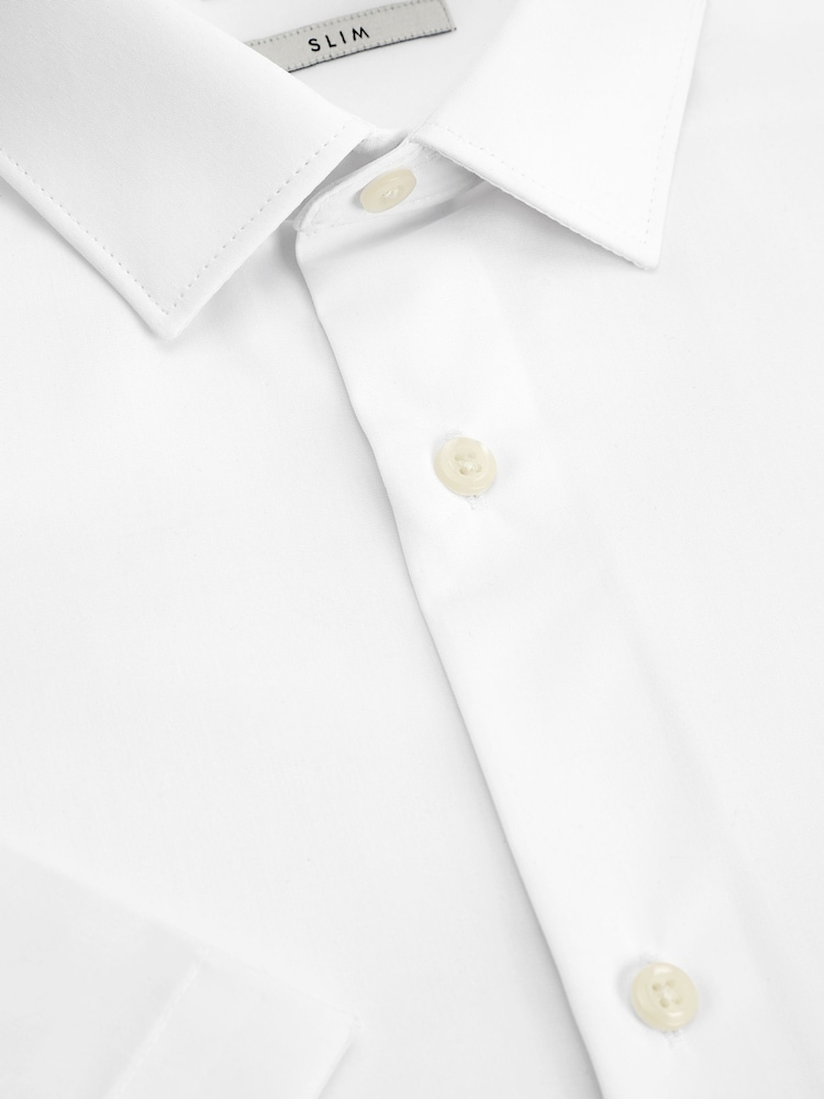 Белый - Зауженный крой - Easy Care Short Sleeve Smart Shirts 3 Pack - Изображение 7 из 7