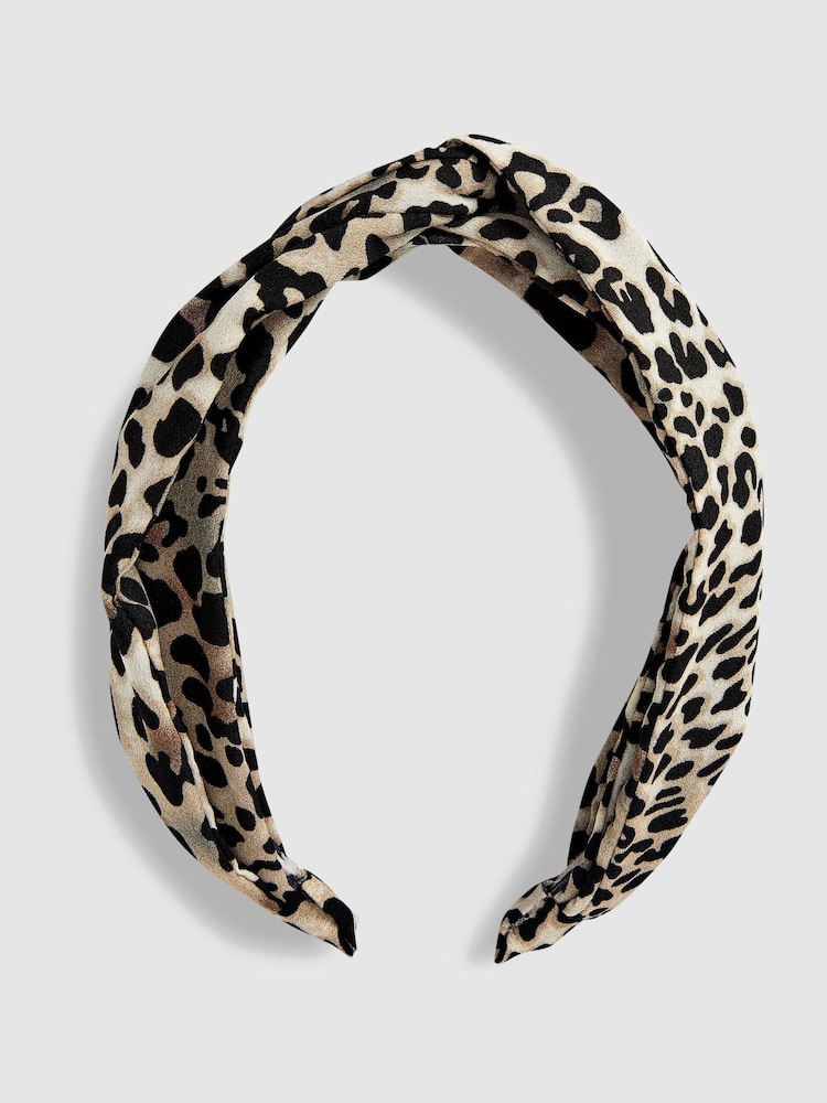 Animal Print Structured Knot Headband - Image 1 of 2 Animal Print Structured Knot Headband - Image 1 of 2