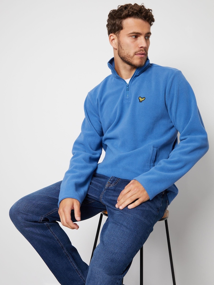 Threadbare Light Blue Quarter Zip Fleece Sweatshirt - Image 1 of 4