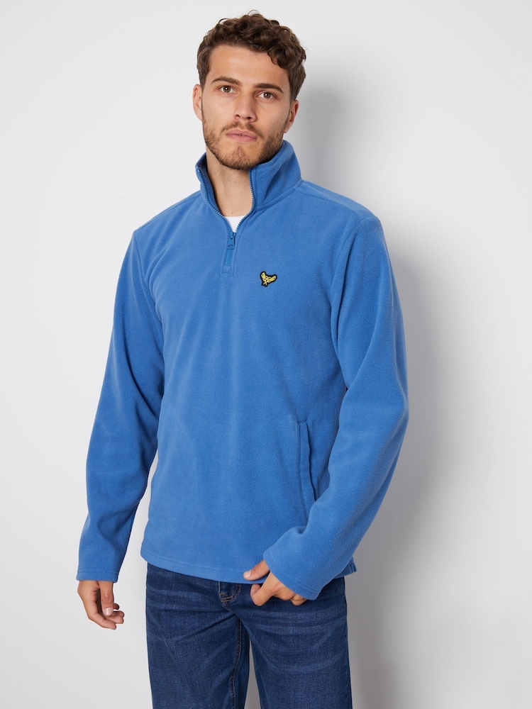 Threadbare Light Blue Quarter Zip Fleece Sweatshirt - Image 2 of 4