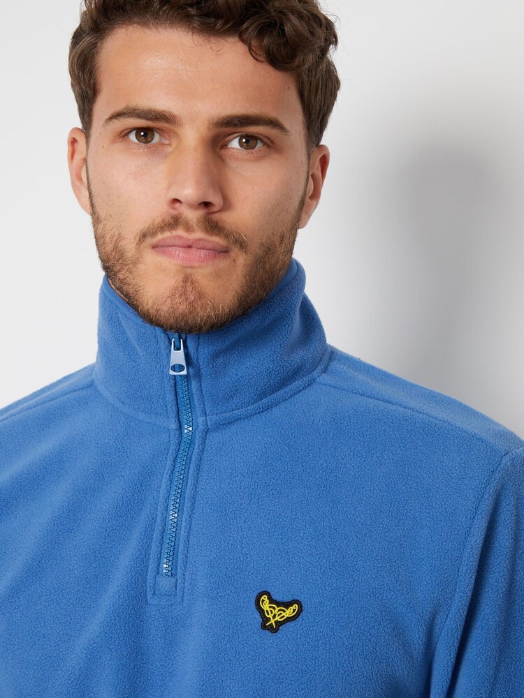 Threadbare Light Blue Quarter Zip Fleece Sweatshirt - Image 4 of 4