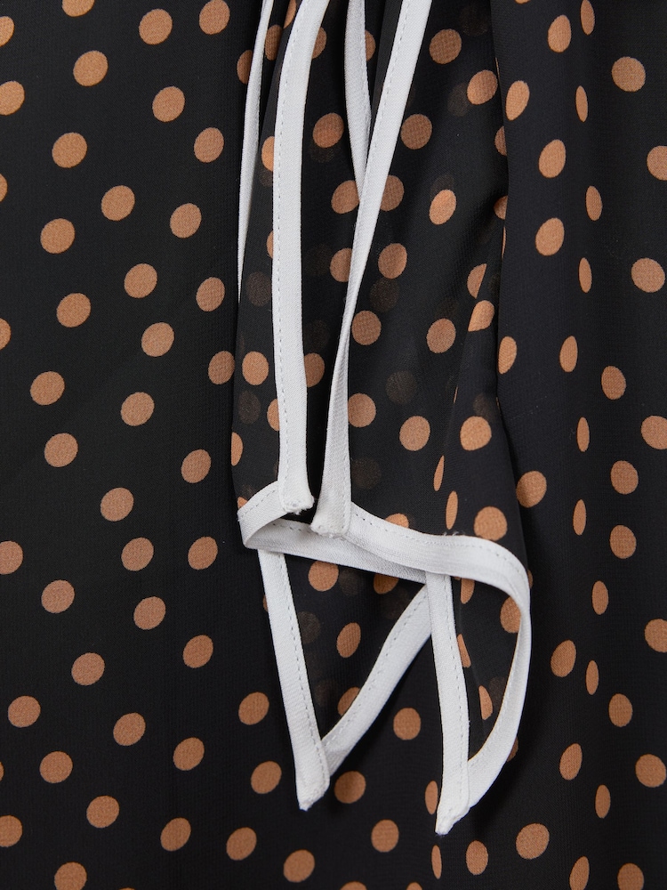 Reiss Black Kate 4-9 yrs Polka Dot Tie Neck Mini Dress - Image 6 of 6