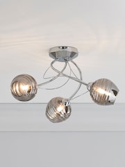 Smoke Grey Drizzle 3 Light Flush Ceiling Light - Image 1 of 5