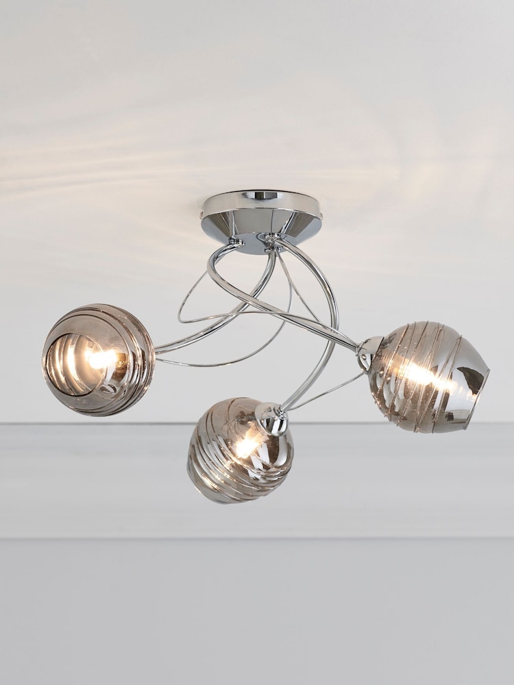 Smoke Grey Drizzle 3 Light Flush Ceiling Light - Image 1 of 5