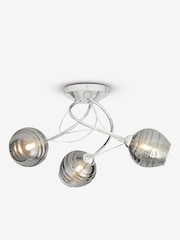 Smoke Grey Drizzle 3 Light Flush Ceiling Light - Image 2 of 5