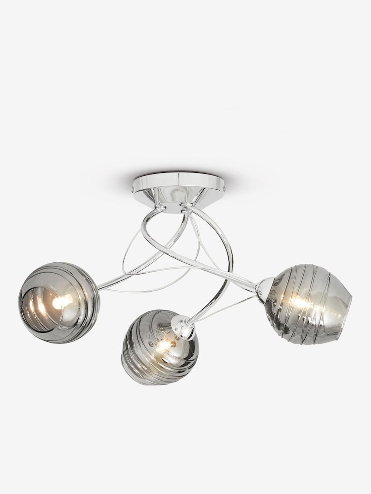 Smoke Grey Drizzle 3 Light Flush Ceiling Light - Image 2 of 5