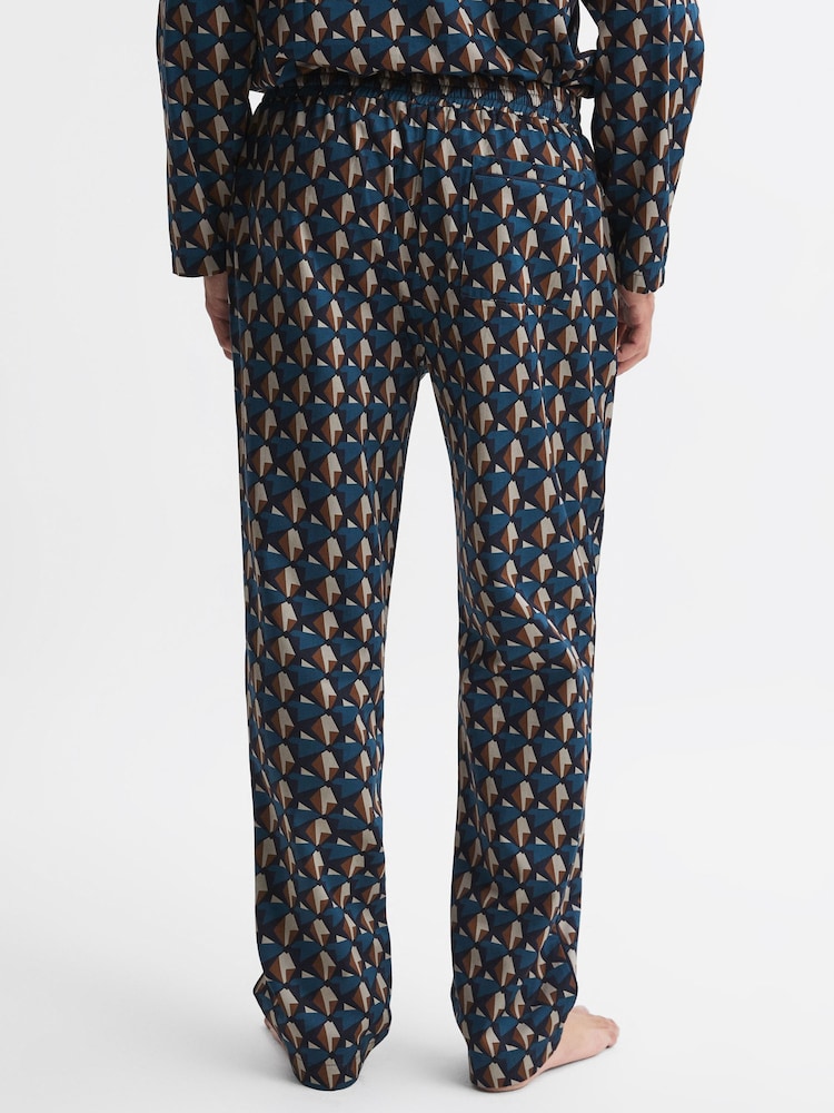 Reiss Multi Cornish Cotton Printed Drawstring Pyjama Bottoms - Image 4 of 4