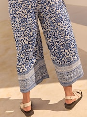 Blue/White Off Shoulder Wide Leg Jumpsuit - Image 5 of 7
