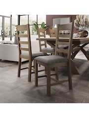 K Interiors Smoked Oak Embleton Solid Wood Slatted Chair Fabric Seat - Image 1 of 6