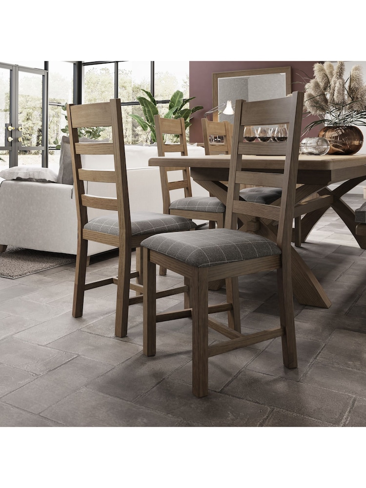 K Interiors Smoked Oak Embleton Solid Wood Slatted Chair Fabric Seat - Image 1 of 6