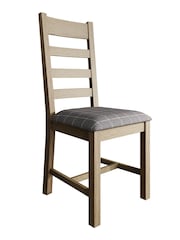 K Interiors Smoked Oak Embleton Solid Wood Slatted Chair Fabric Seat - Image 2 of 6