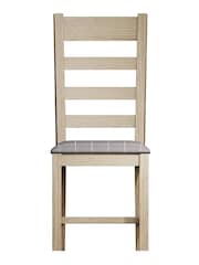 K Interiors Smoked Oak Embleton Solid Wood Slatted Chair Fabric Seat - Image 3 of 6