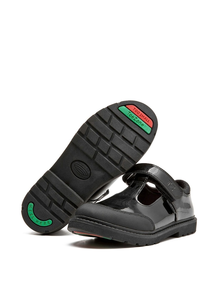 Toezone Black Ava Patent Leather Bumper Rip Tape School Shoes - Image 1 of 11 Toezone Black Ava Patent Leather Bumper Rip Tape School Shoes - Image 1 of 11