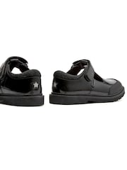 Toezone Black Ava Patent Leather Bumper Rip Tape School Shoes - Image 10 of 11