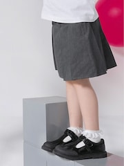 Toezone Black Ava Patent Leather Bumper Rip Tape School Shoes - Image 2 of 11