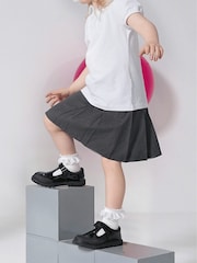 Toezone Black Ava Patent Leather Bumper Rip Tape School Shoes - Image 3 of 11