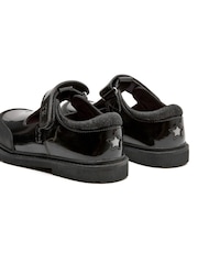 Toezone Black Ava Patent Leather Bumper Rip Tape School Shoes - Image 7 of 11