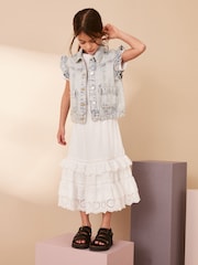 White Textured Broderie Maxi Skirt (3-16yrs) - Image 1 of 6