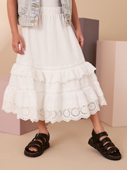 White Textured Broderie Maxi Skirt (3-16yrs) - Image 2 of 6