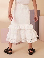 White Textured Broderie Maxi Skirt (3-16yrs) - Image 3 of 6