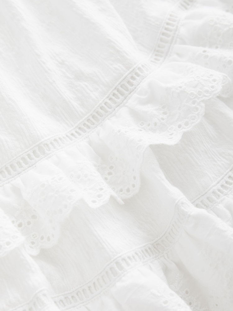 White Textured Broderie Maxi Skirt (3-16yrs) - Image 6 of 6 White Textured Broderie Maxi Skirt (3-16yrs) - Image 6 of 6