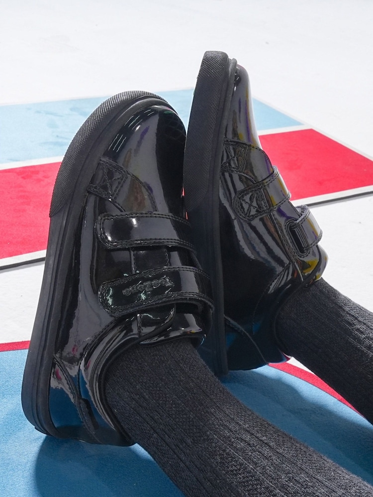 Toezone Black Harper Patent Leather Double Rip Tape School Shoes - Image 1 of 11 Toezone Black Harper Patent Leather Double Rip Tape School Shoes - Image 1 of 11