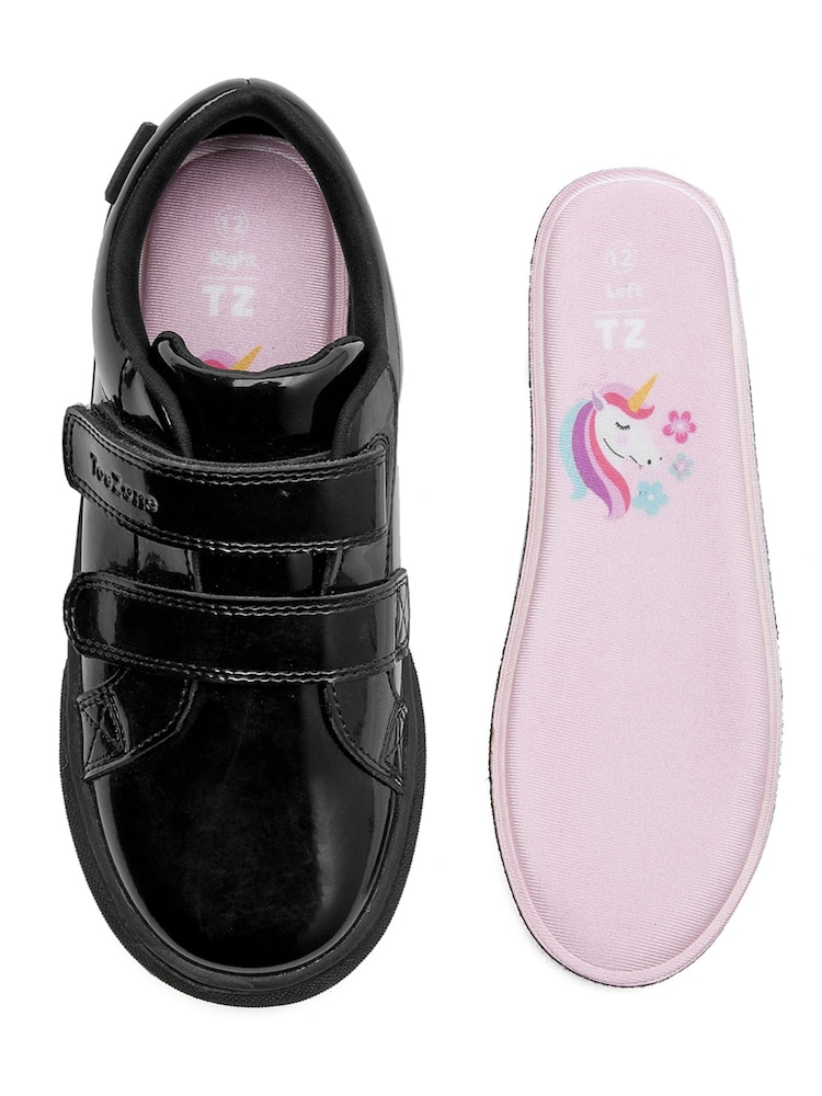 Toezone Black Harper Patent Leather Double Rip Tape School Shoes - Image 11 of 11 Toezone Black Harper Patent Leather Double Rip Tape School Shoes - Image 11 of 11