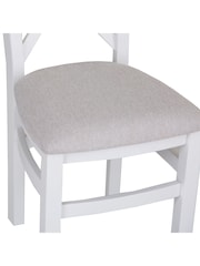 K Interiors White Oak Windsor Solid Wood Cross Back Fabric Seat Dining Chair Set of 2 - Image 3 of 5