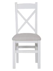 K Interiors White Oak Windsor Solid Wood Cross Back Fabric Seat Dining Chair Set of 2 - Image 4 of 5