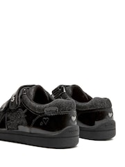Toezone Black Kira  Rubber Patent Double Rip-Tape Unicorn School Shoes - Image 10 of 11