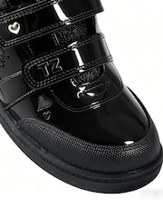 Toezone Black Kira  Rubber Patent Double Rip-Tape Unicorn School Shoes - Image 11 of 11