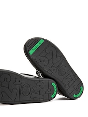 Toezone Black Kira  Rubber Patent Double Rip-Tape Unicorn School Shoes - Image 9 of 11