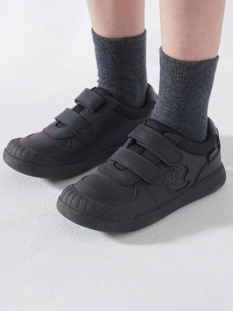 Toezone Black Noah Black Rip Tape Dinosaur Character School Shoes - Image 1 of 10 Toezone Black Noah Black Rip Tape Dinosaur Character School Shoes - Image 1 of 10