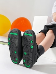 Toezone Black Noah Black Rip Tape Dinosaur Character School Shoes - Image 3 of 10