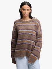 Superdry Brown Slouchy Brushed Knit Jumper - Image 1 of 6