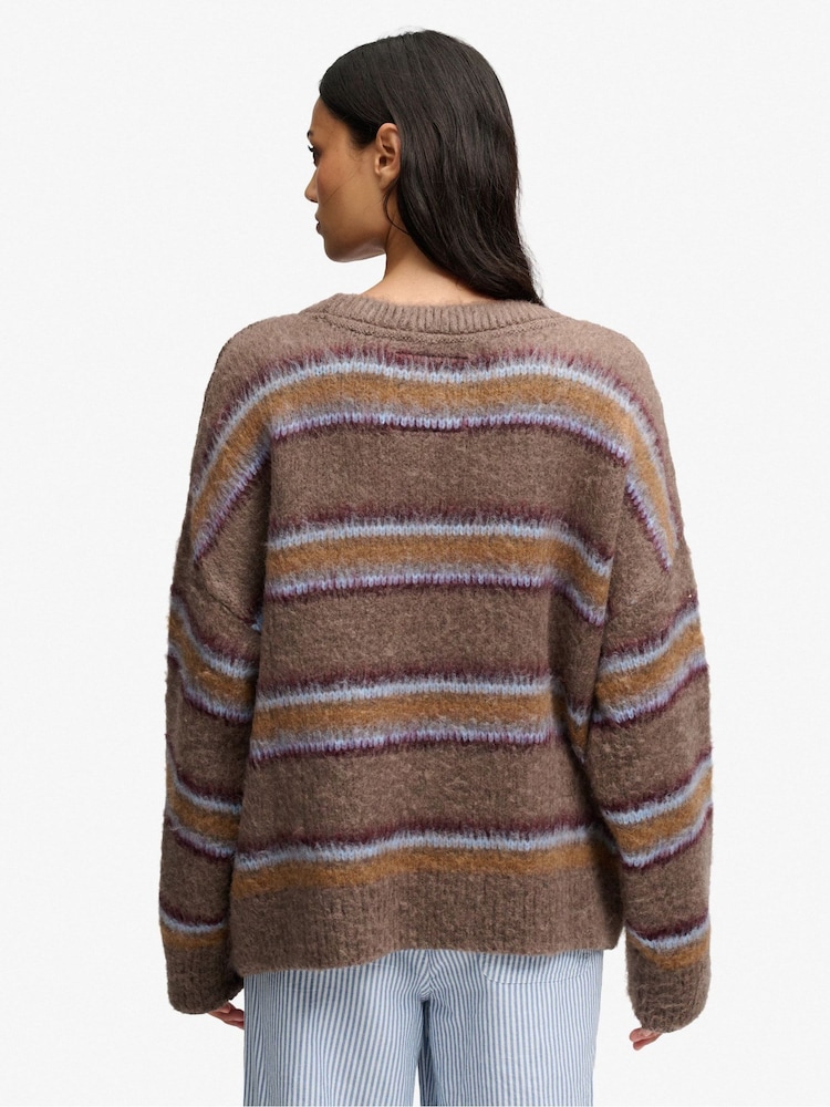 Superdry Brown Slouchy Brushed Knit Jumper - Image 2 of 6